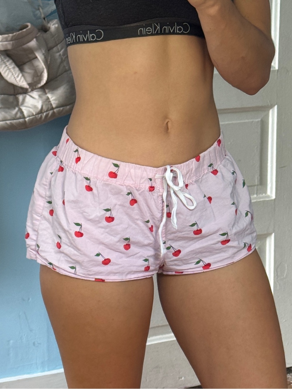 J.Crew 100% Cotton Pink Cherry-Print Sleep Shorts